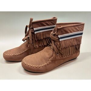 Yoki Gabby 22 Fringe Angle Boots Size 11 Rust NIB